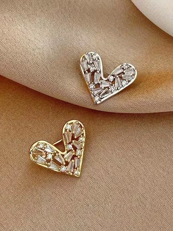 Crystal Heart Brooch