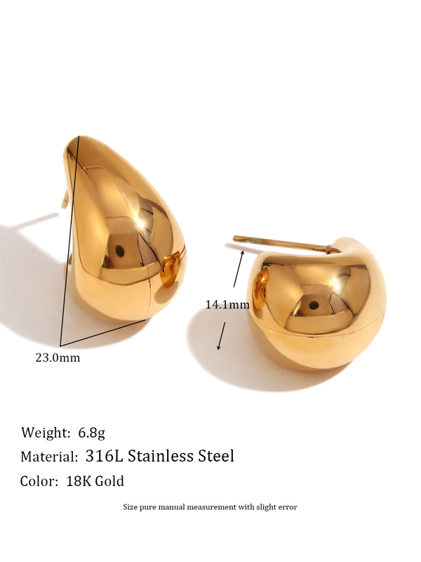 Polished Metal Teardrop Earrings