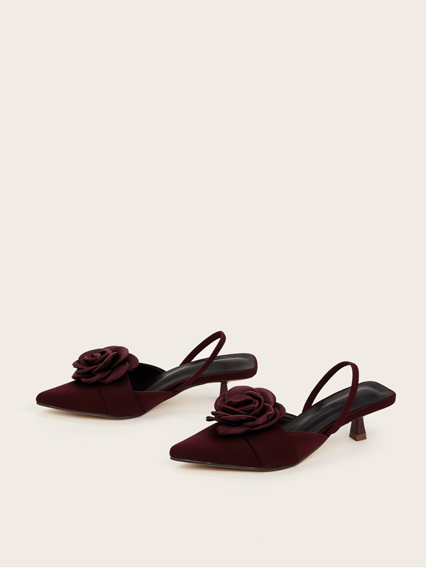 3D Floral Decoration Elegant Pointed-toe High Heels