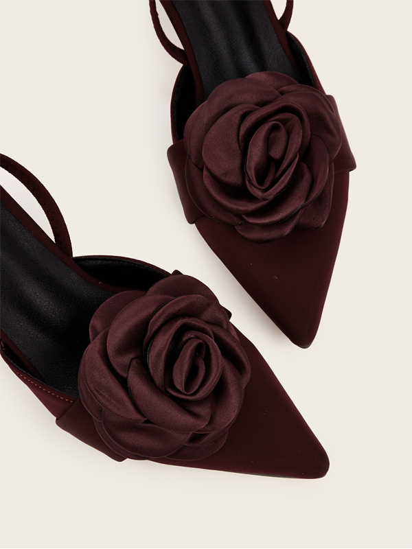 3D Floral Decoration Elegant Pointed-toe High Heels