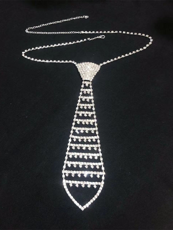 Rhinestone Bow Tie Necklace