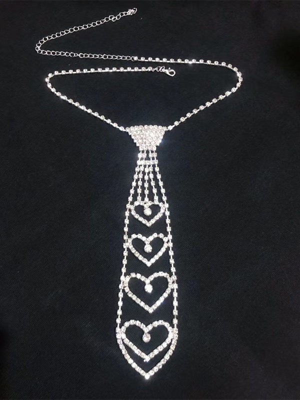Rhinestone Bow Tie Necklace