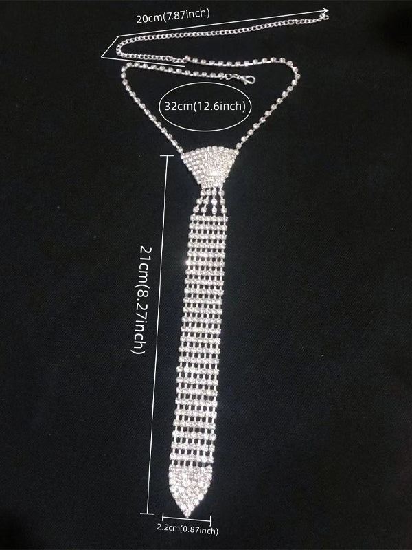 Rhinestone Bow Tie Necklace