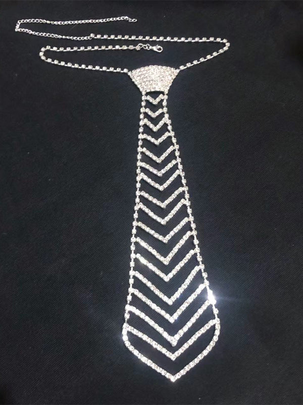 Rhinestone Bow Tie Necklace