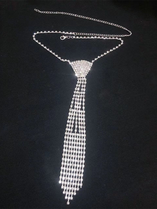 Rhinestone Bow Tie Necklace