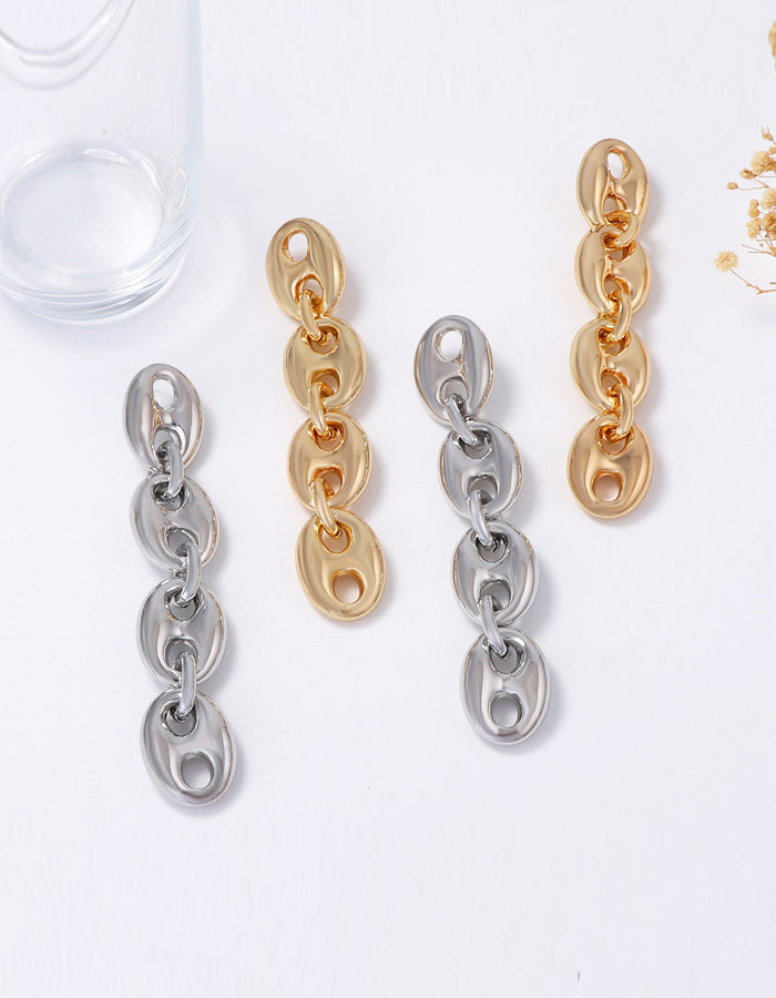 Geometric Pig Nose Patchwork Long Earrings