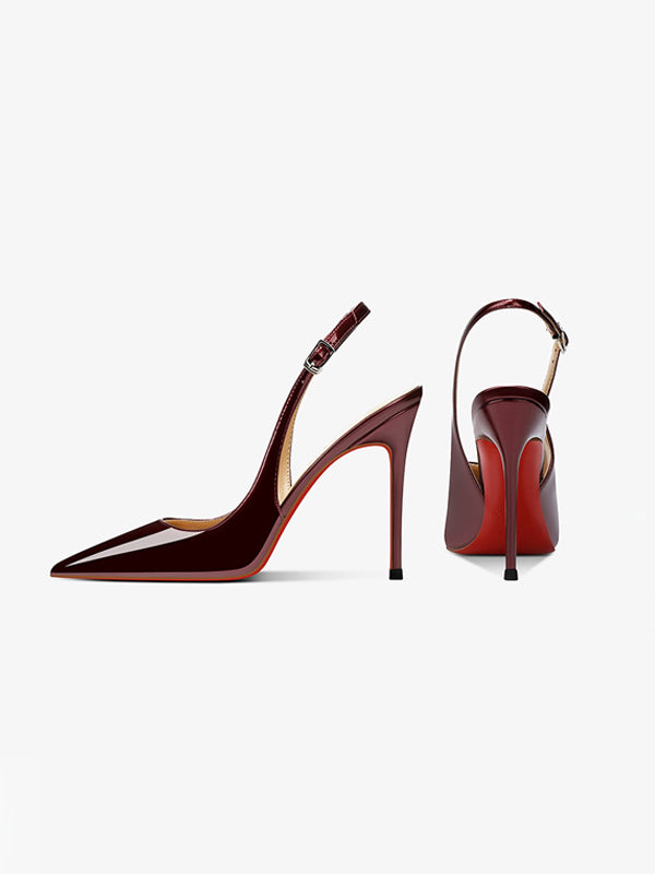 Solid Color Strappy Stiletto Pointed High Heels