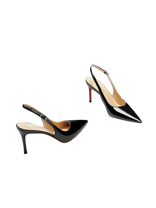 Solid Color Strappy Stiletto Pointed High Heels