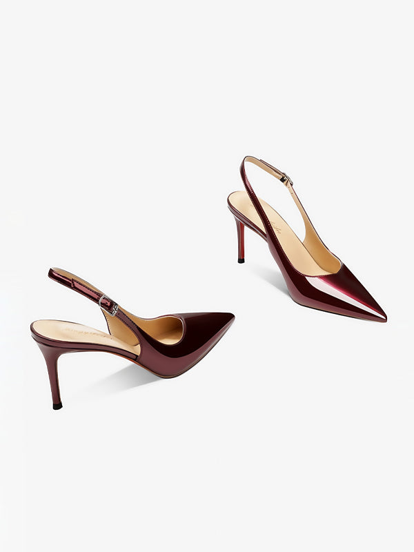 Solid Color Strappy Stiletto Pointed High Heels