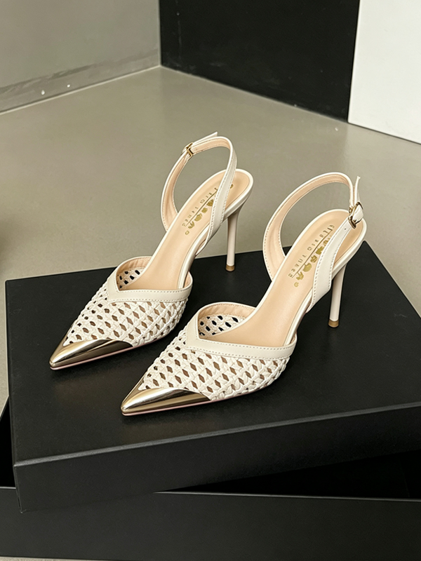 Fashionable Openwork Woven Stiletto Heels