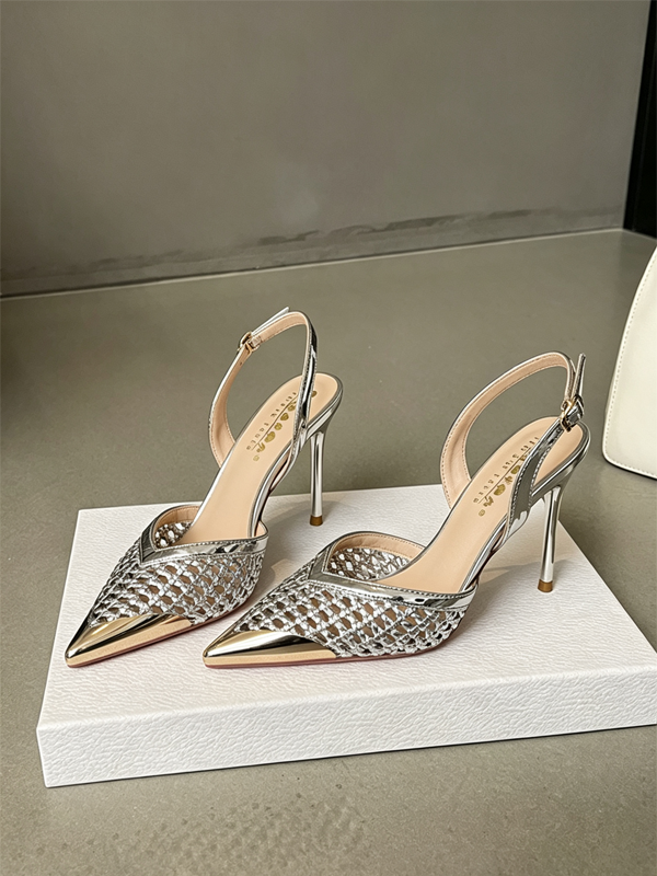 Fashionable Openwork Woven Stiletto Heels