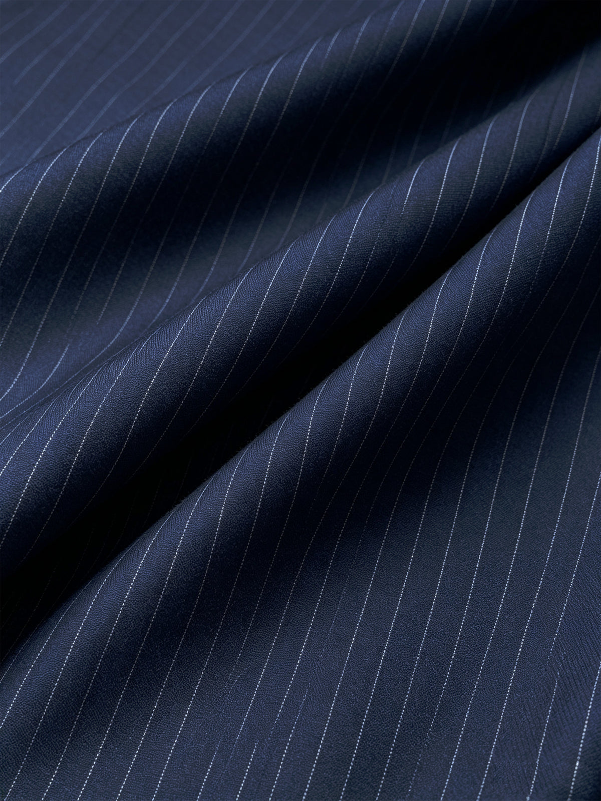 Navy Blue Striped Double Breasted Blazer With Peak Lapel And Pants 2-Piece Suit