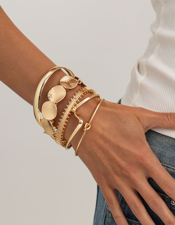 Irregularly Knotted Open Bracelet 5-Piece Set