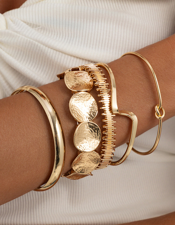 Irregularly Knotted Open Bracelet 5-Piece Set