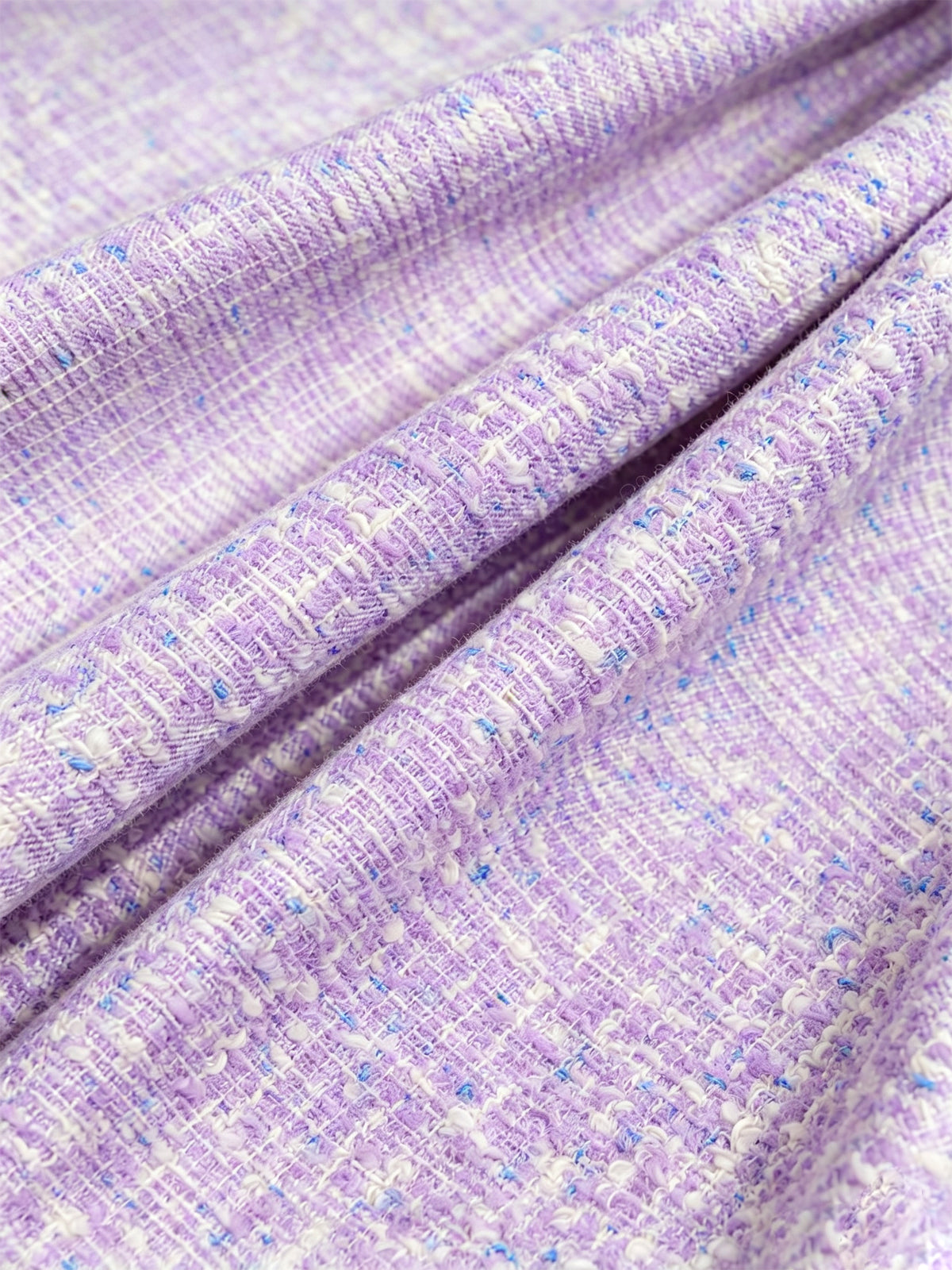 Purple Tweed Single Breasted Blazer And Straight Leg Flared Pants 2-Piece Suit