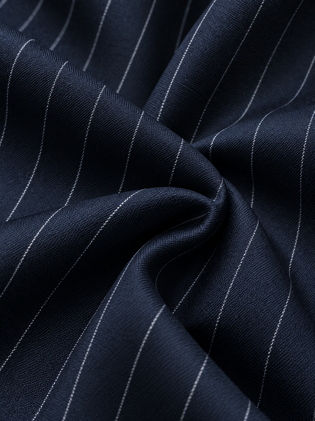 Dark Blue Striped Peak Lapel Blazer And Straight Leg Pants 2-Piece Suit