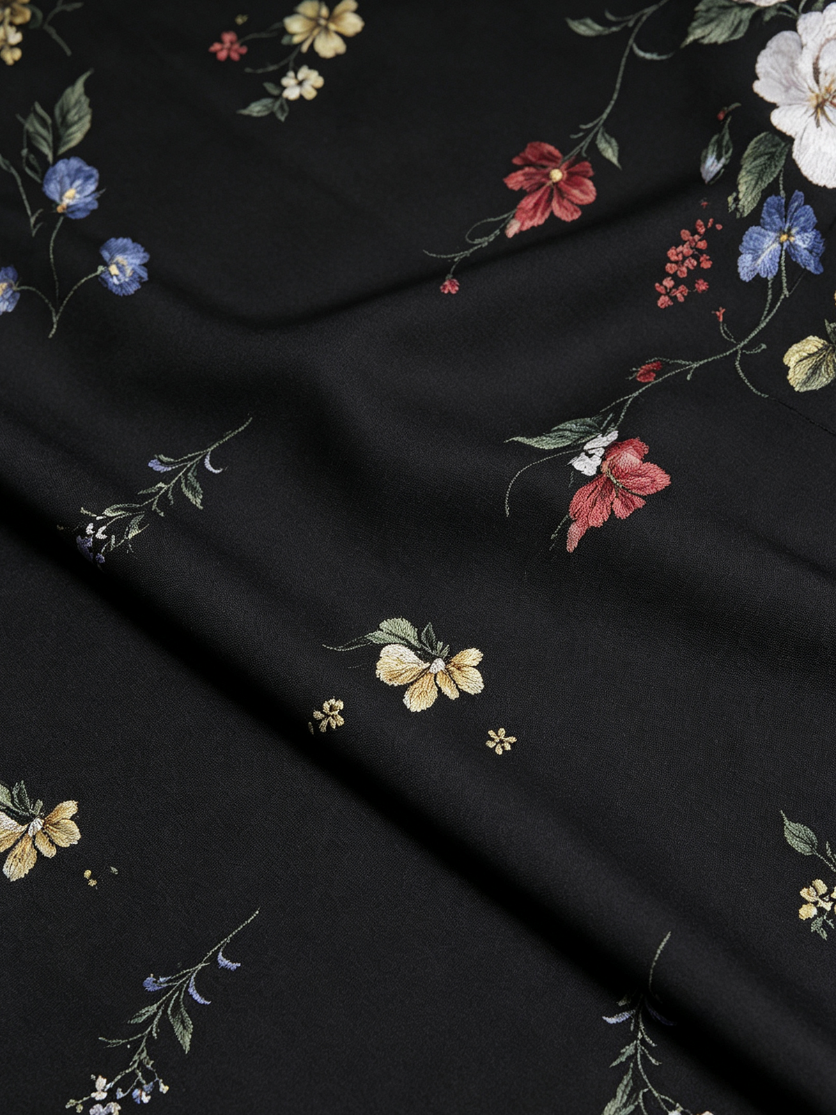 Black Floral Print Blazer With Peak Lapel And High Waist Flared Pants 2-Piece Suit