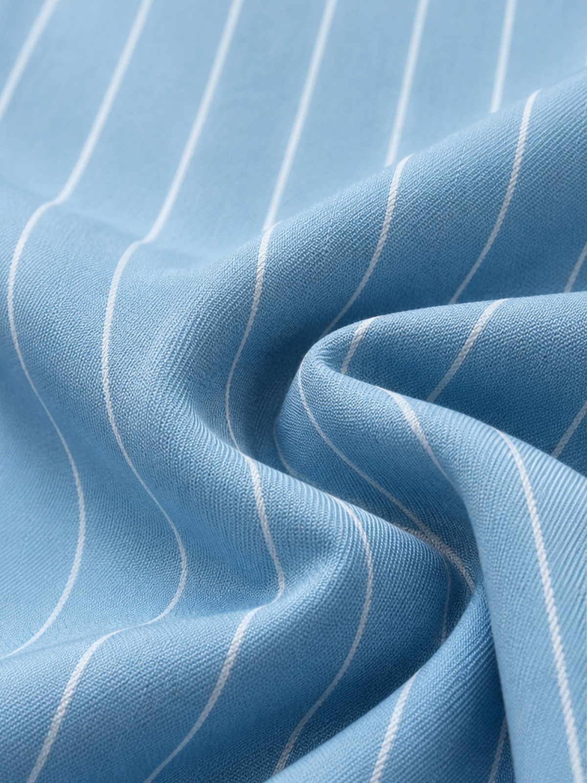 Light Blue Pinstripe Puff Sleeve Peak Lapel Blazer And High Waist Wide Leg Pants 2-Piece Suit