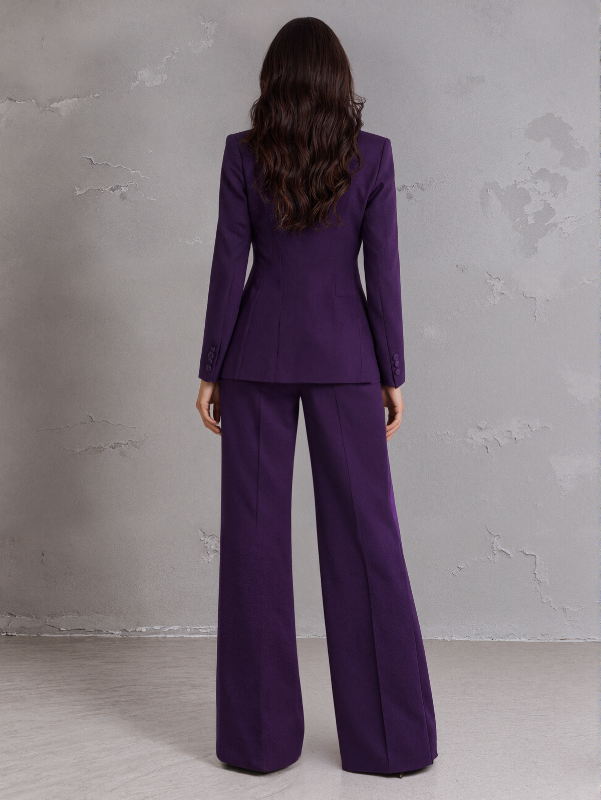 Purple Blazer With Peak Lapels And Wide Leg Pants 2-Piece Suit