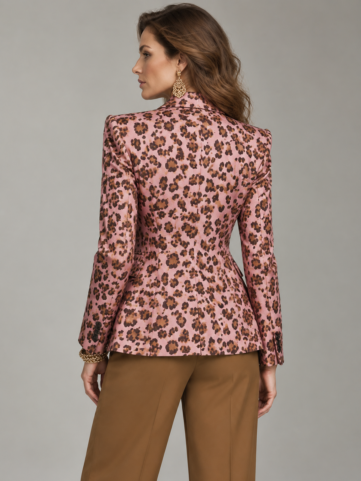 Pink Leopard Print Blazer