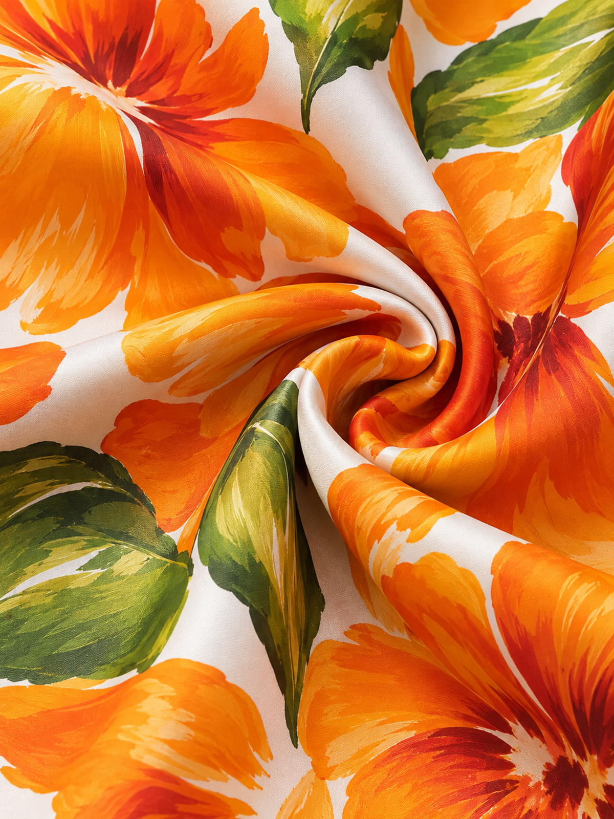 Orange Floral Print Notch Lapel Single Button Blazer & Wide Leg Pants 2-Piece Suit