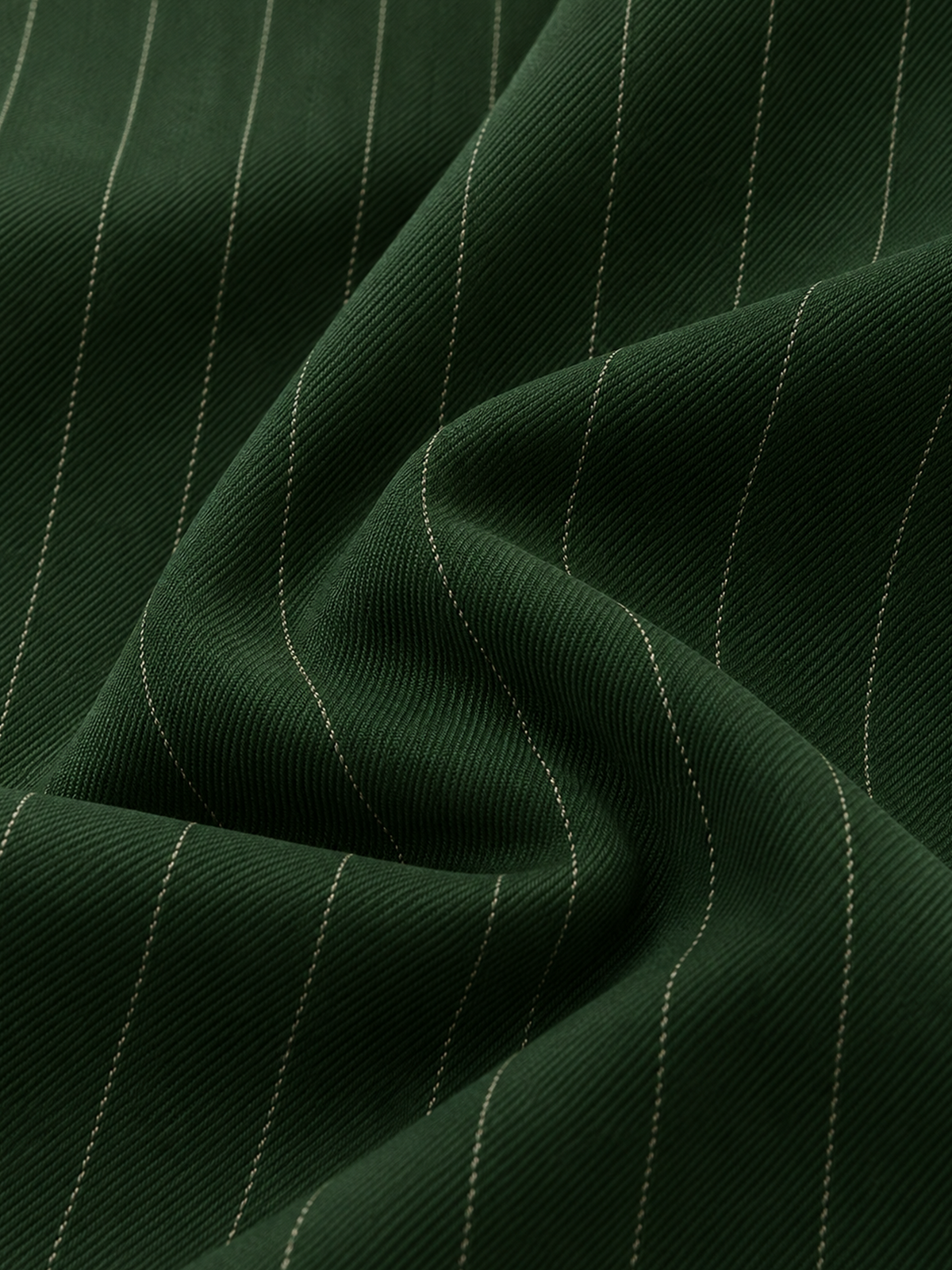 Green Pinstripe Double Breasted Peak Lapel Blazer And High Waist Wide Leg Pants 2-Piece Suit