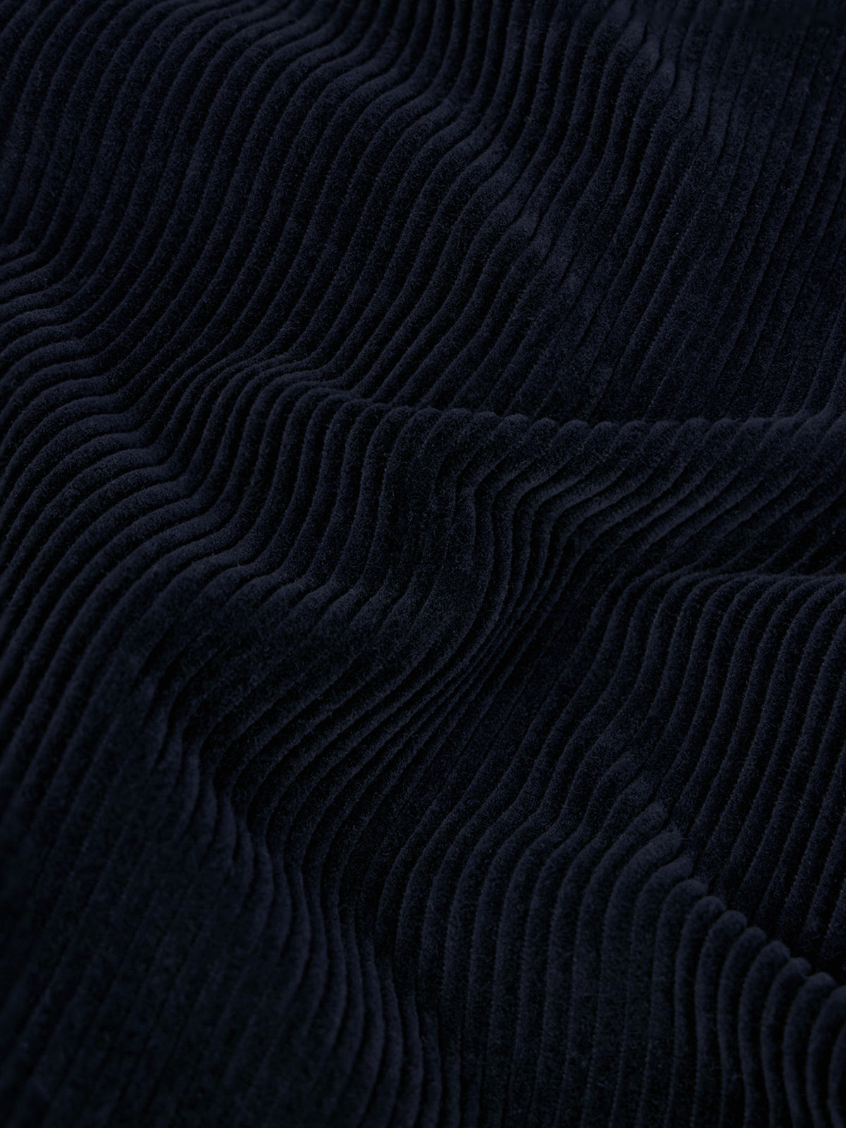Deep Navy Corduroy Notch Lapel Double-Breasted Long Blazer