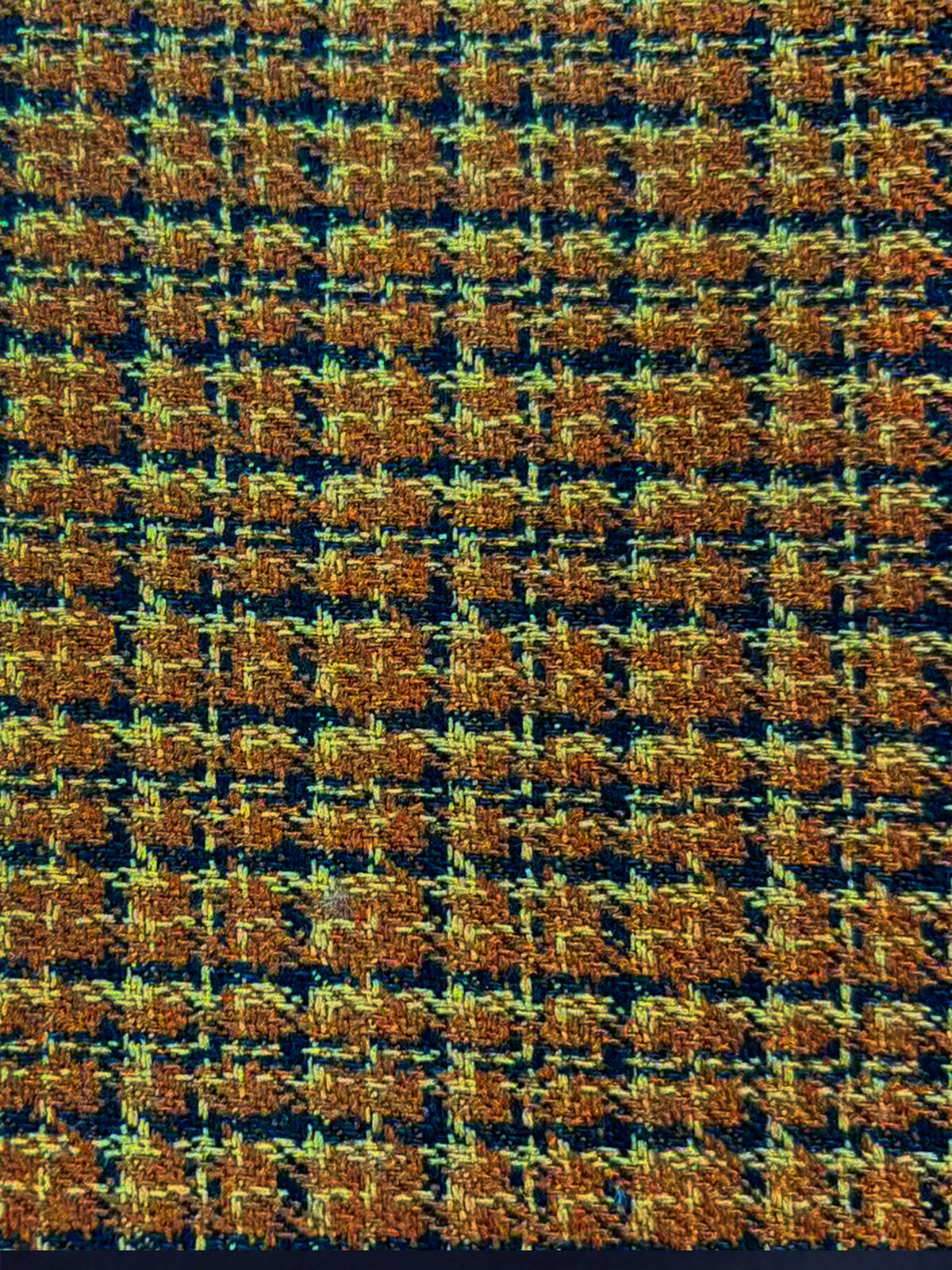 Deep Orange Flecked Check Tie Collar Long Blazer