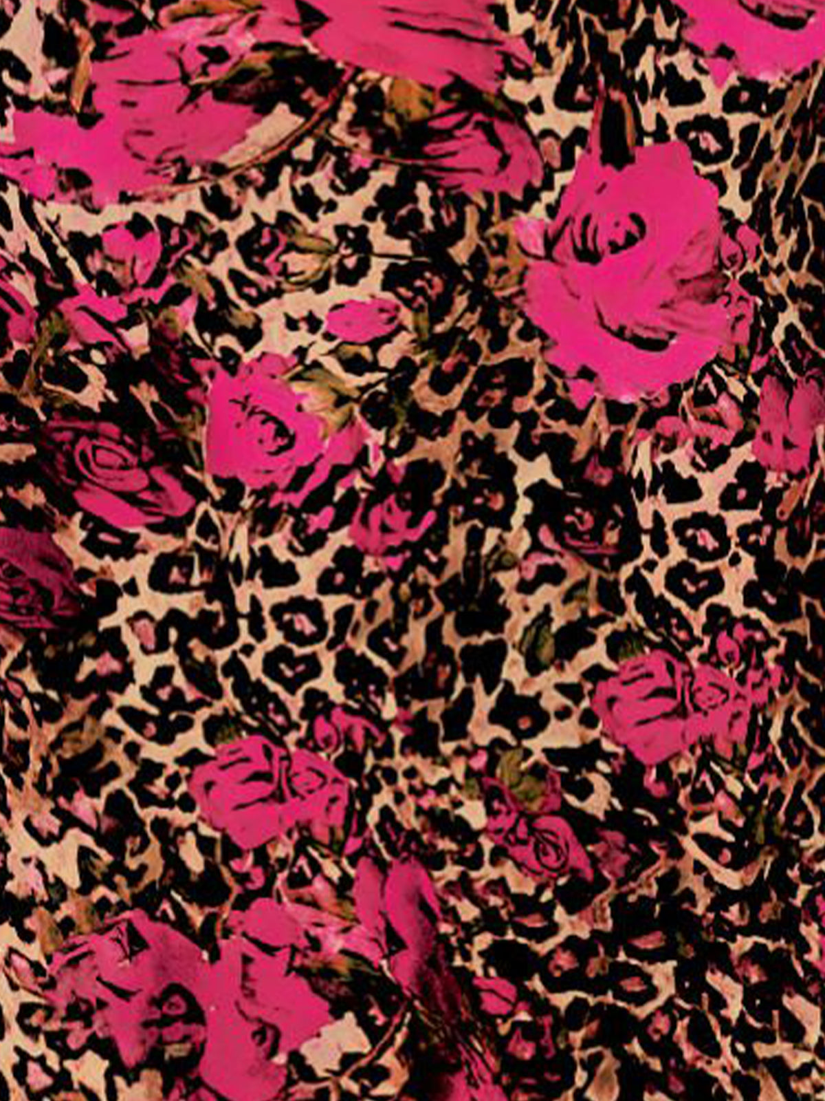 Black Blazer with Leopard Rose Print Peak Lapel & Black Wide Leg Flare Pants 2-Piece Suit