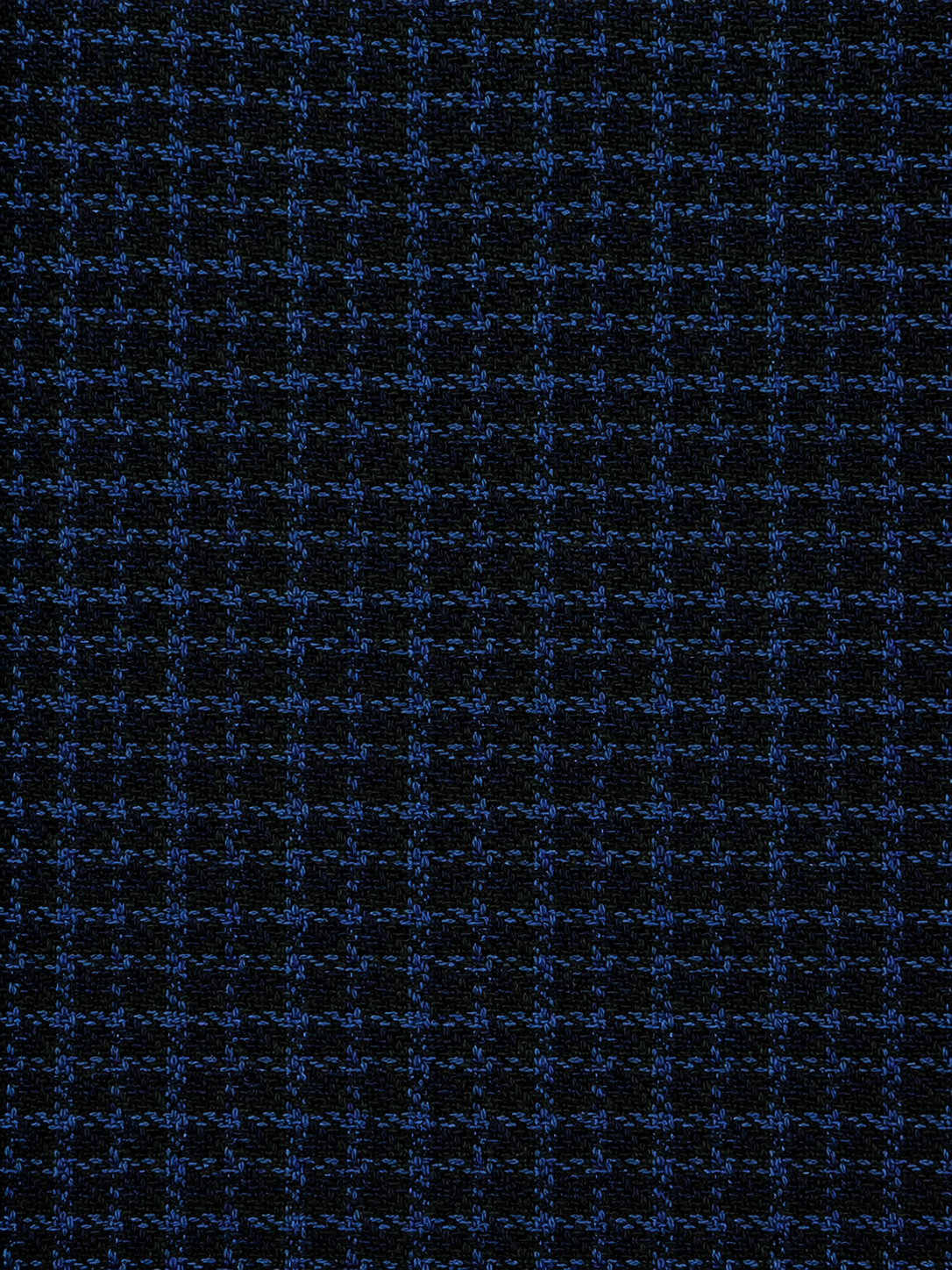 Dark Navy Small Check Tweed Blazer with White Small Lapel Single Breasted & Midi Skirt 2-Piece Suit