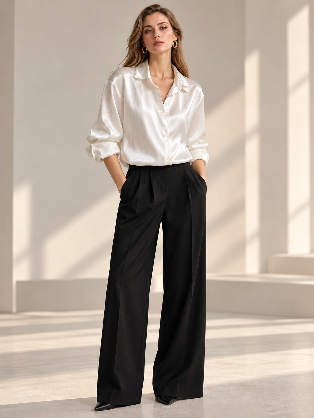 White Acetate Satin Shirt