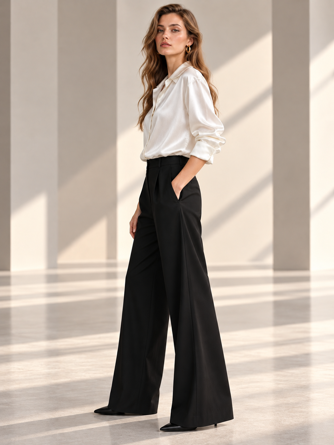 White Acetate Satin Shirt