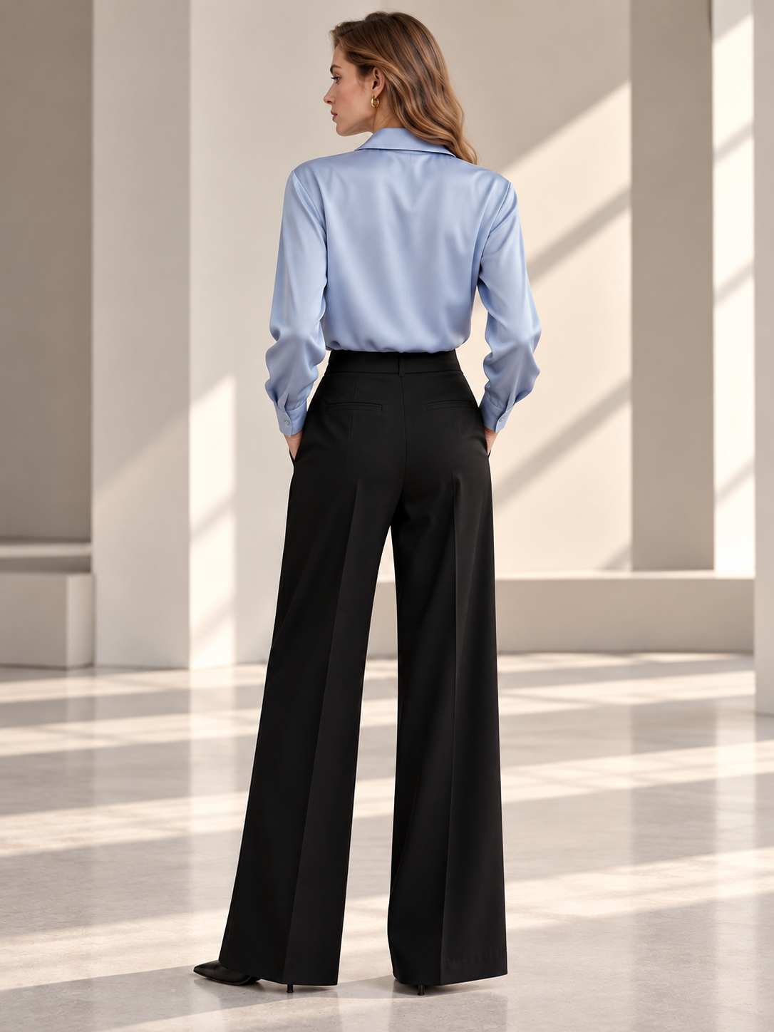 Blue V-Neck Twist Front Shirt