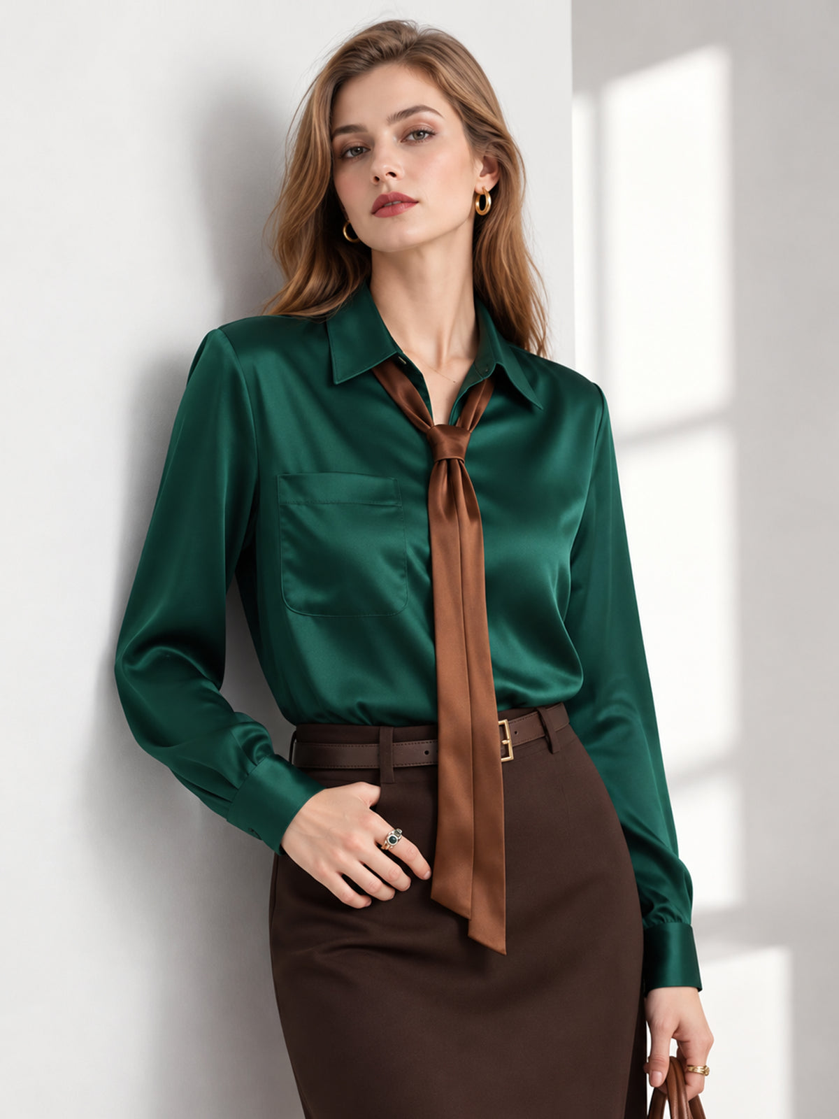 Dark Green Satin With Streamers Shirt