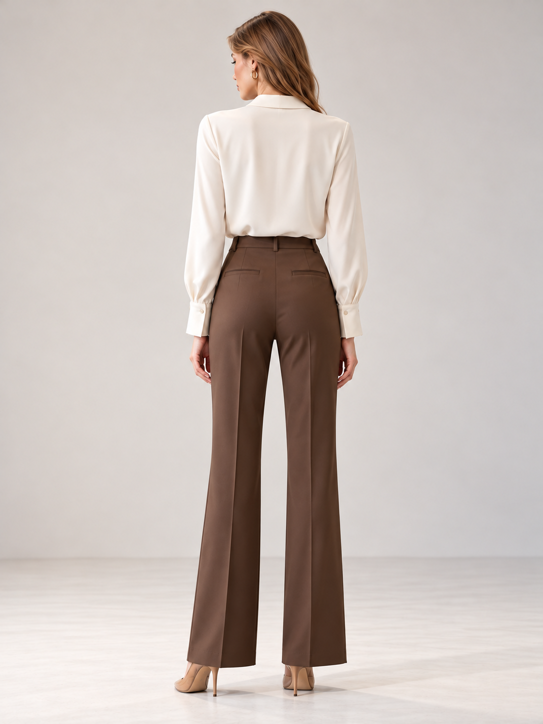 Apricot V-Neck Chiffon Shirt
