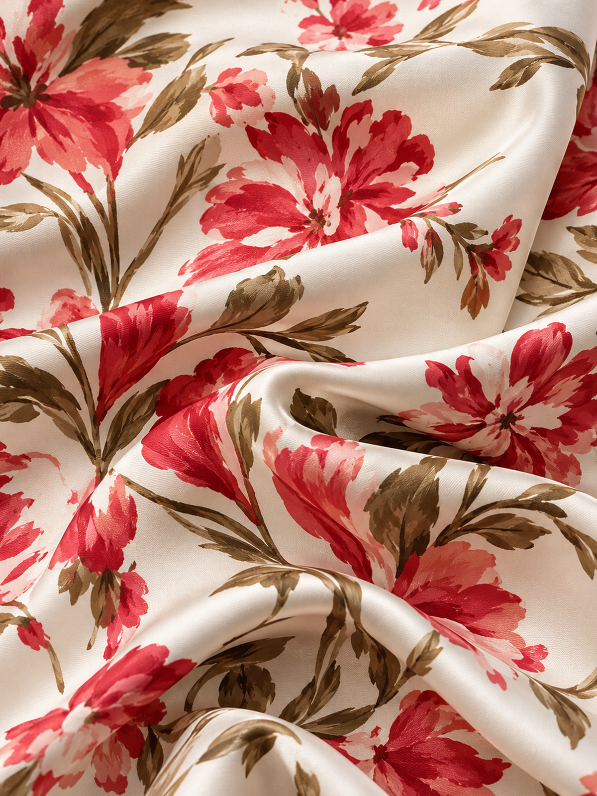 Vintage shirt met rode bloemenprint