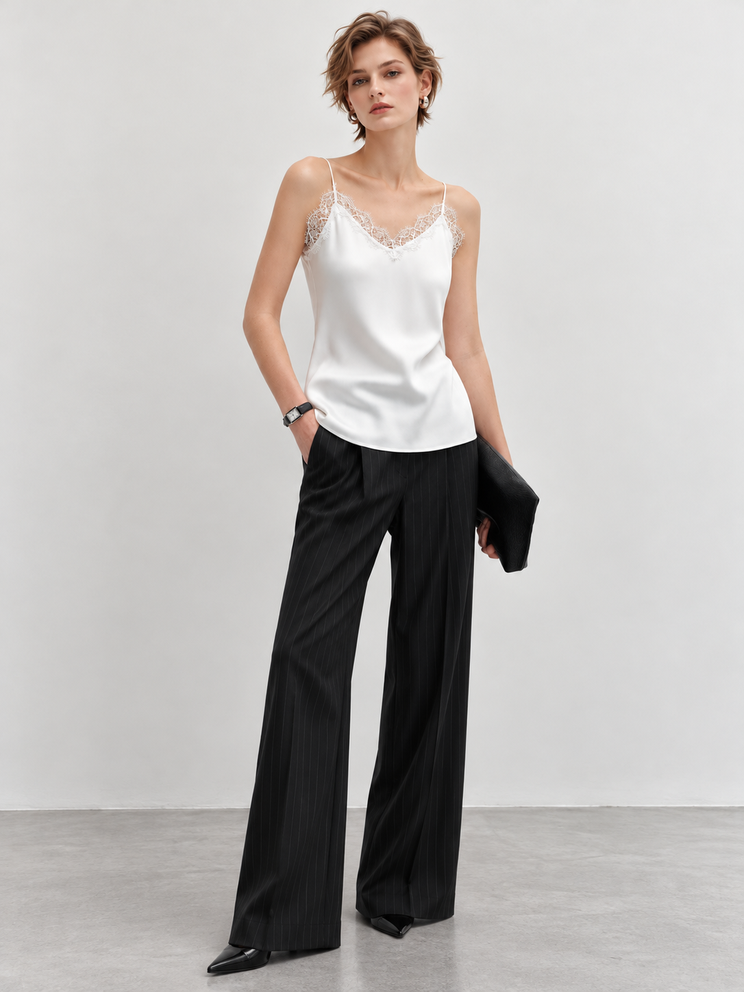 Solid Color Lace Trim Camisole