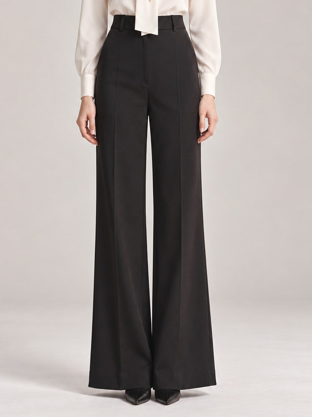 Houndstooth Double Breasted Blazer & Black Wide Leg Pants 2-Piece Suit