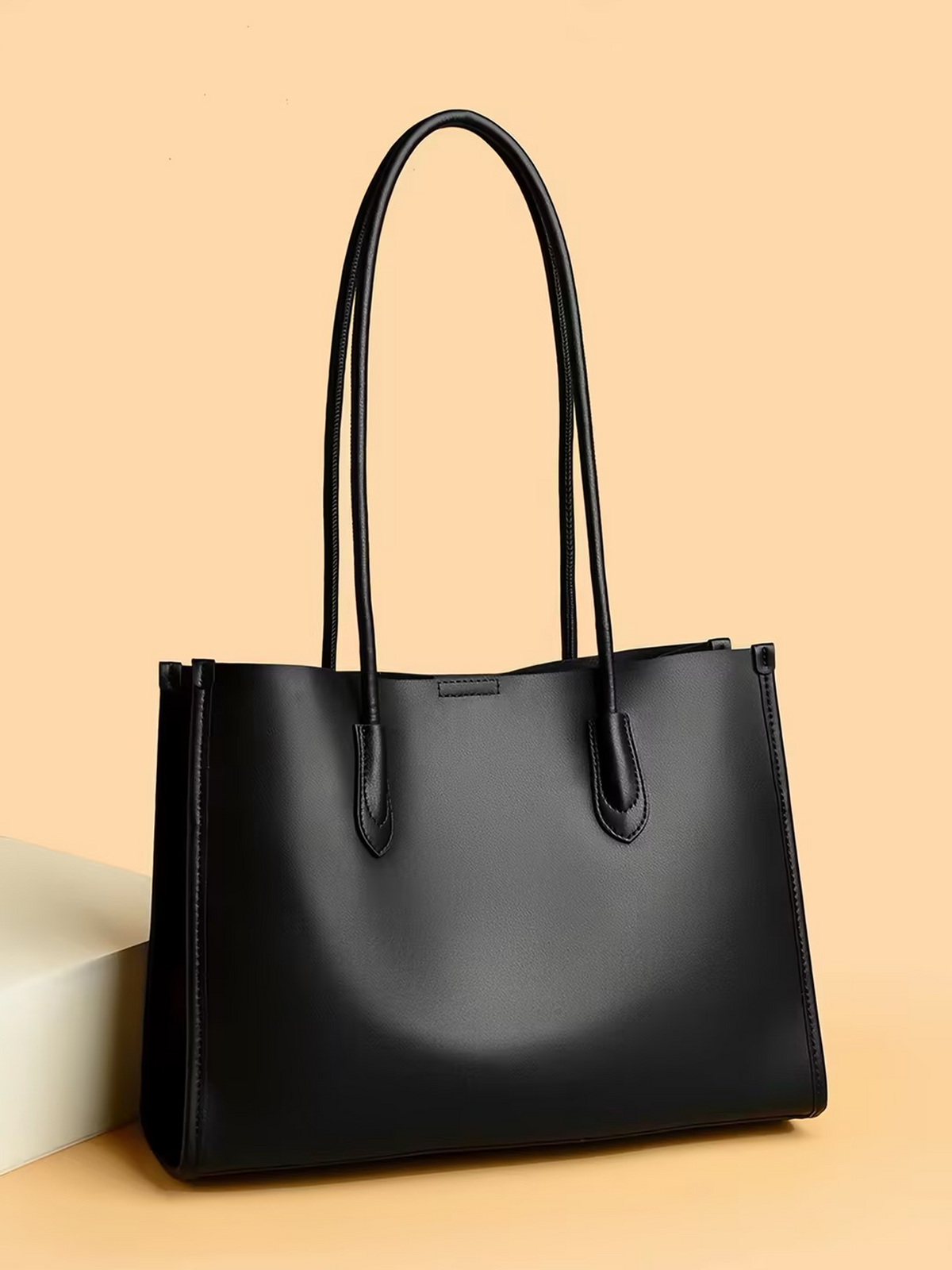 Large Capacity Structured Leather Tote Bag