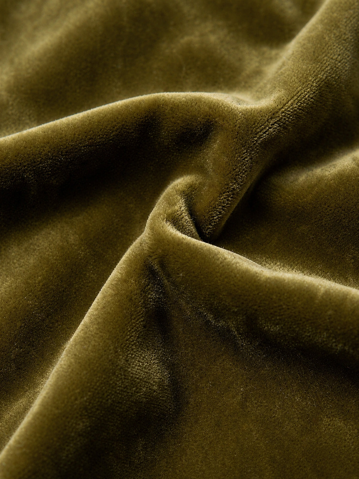 Olive Green Velvet Feather Trim Cuff Wrap Midi Dress