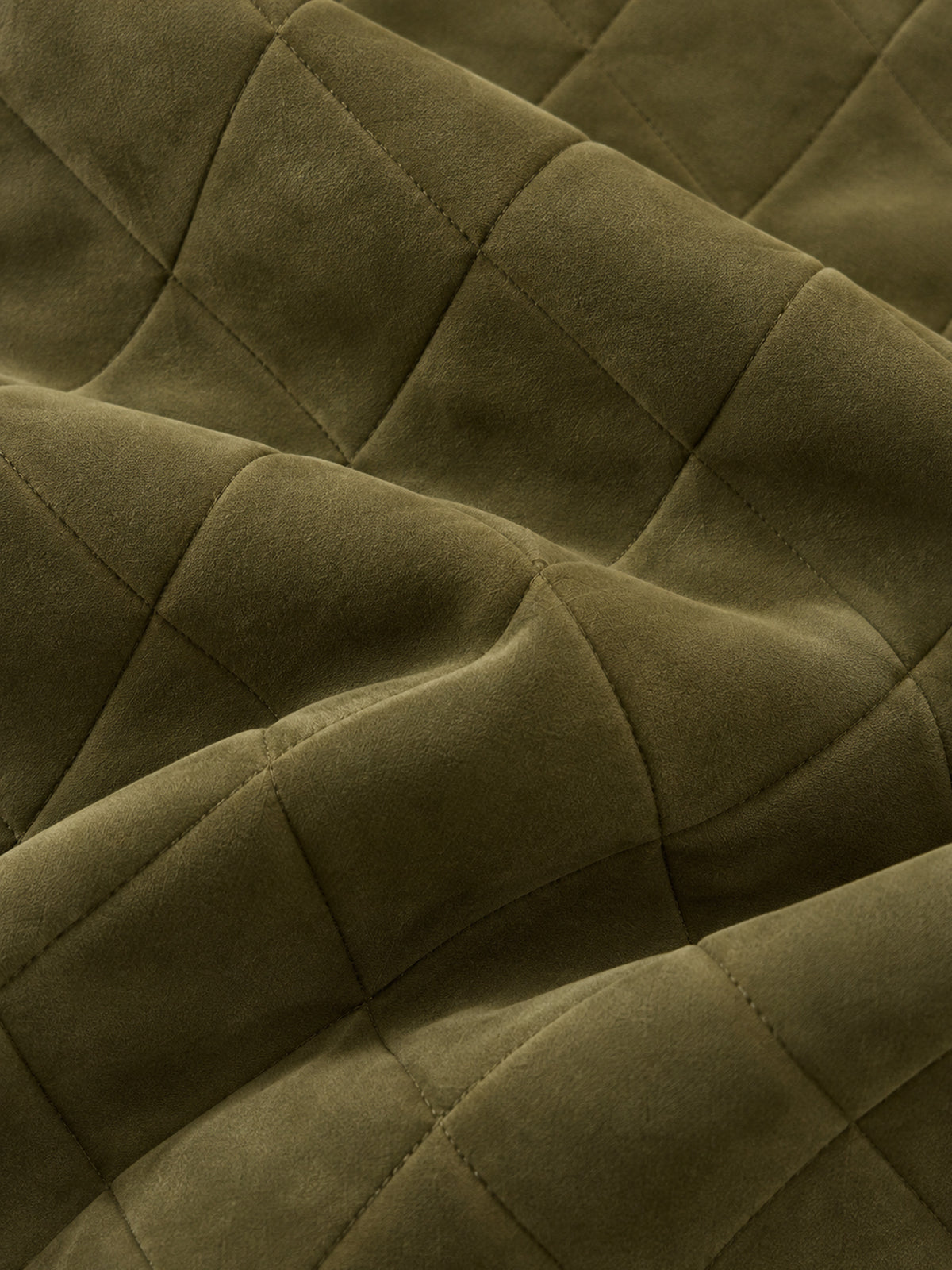 Olive Green Quilted Belted Jacket & Midi Pencil Skirt 2-Piece Suit