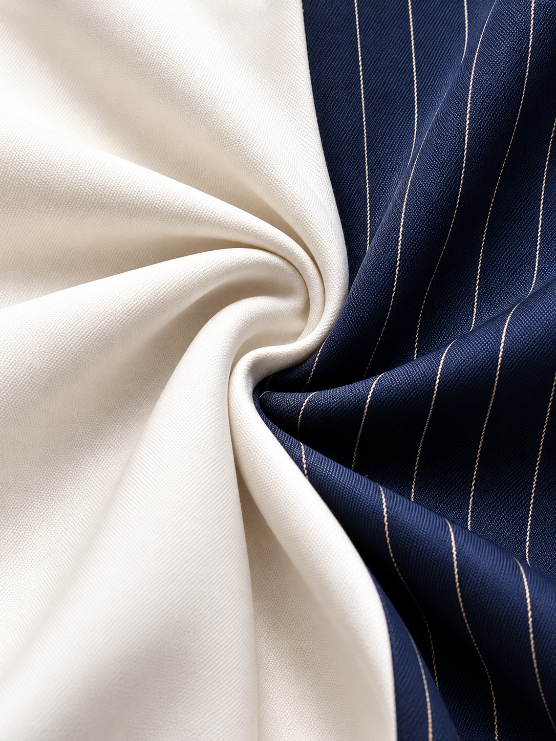 White And Blue Striped Blazer And Wide Leg Pants 2-Piece Suit