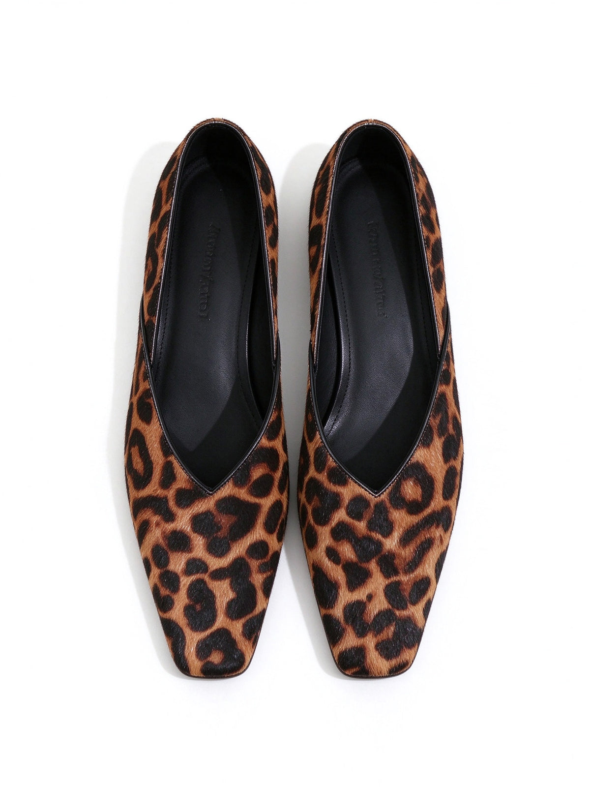 Leopard Print Square Toe V Cut Slip On Flats