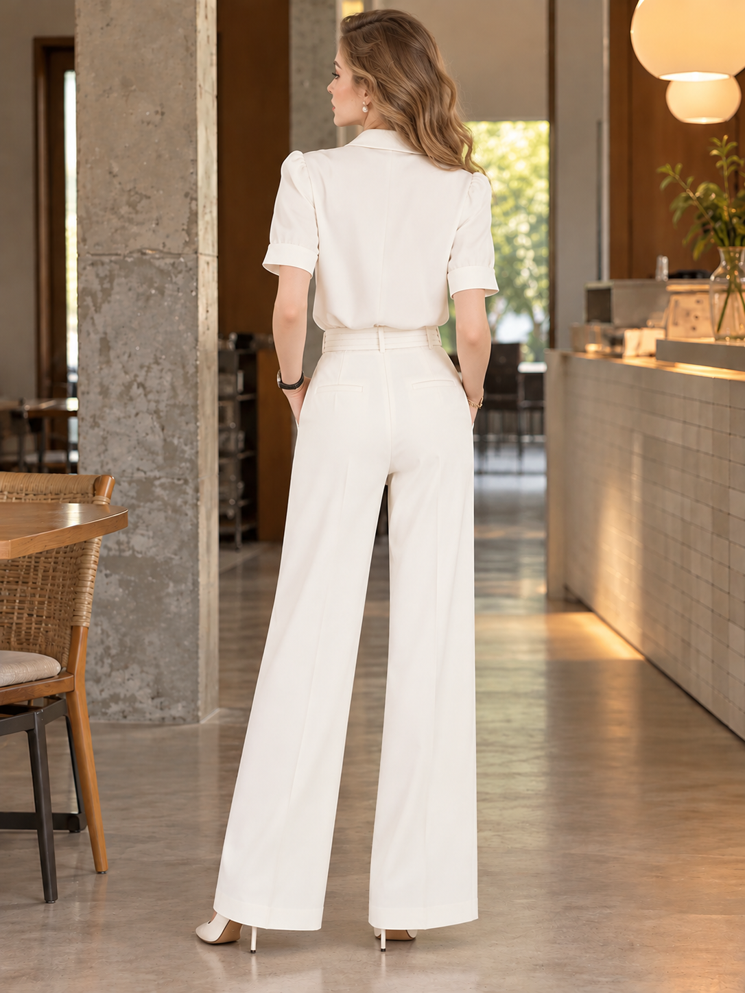 Short Sleeved Shirt With White Ribbons