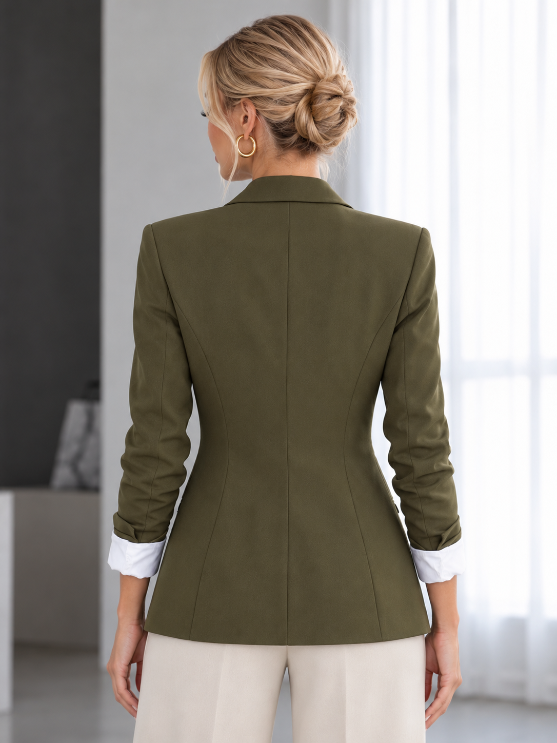 Olive Green Single Breasted Blazer