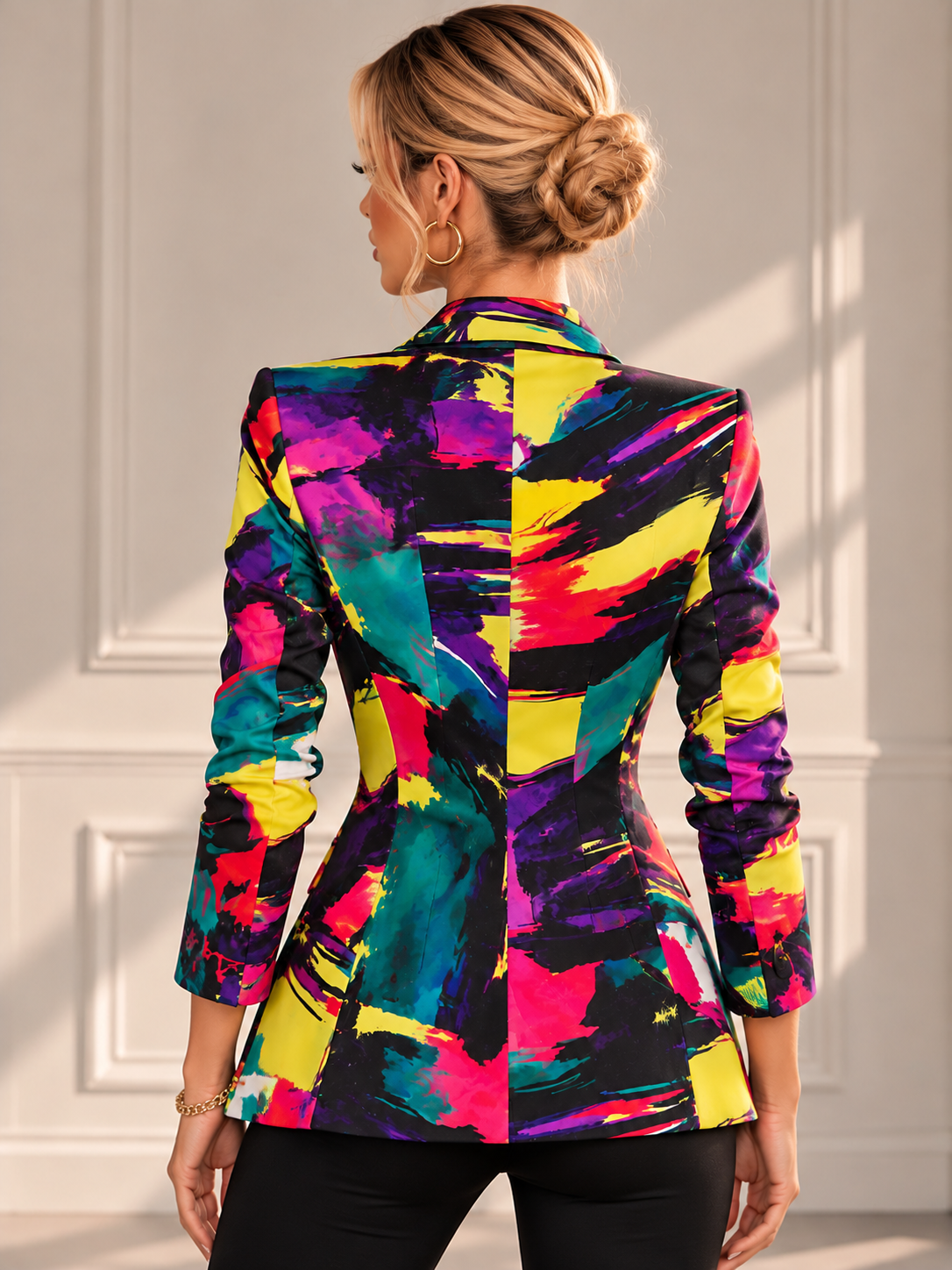 Colorful Abstract Brushstroke Prints Blazer
