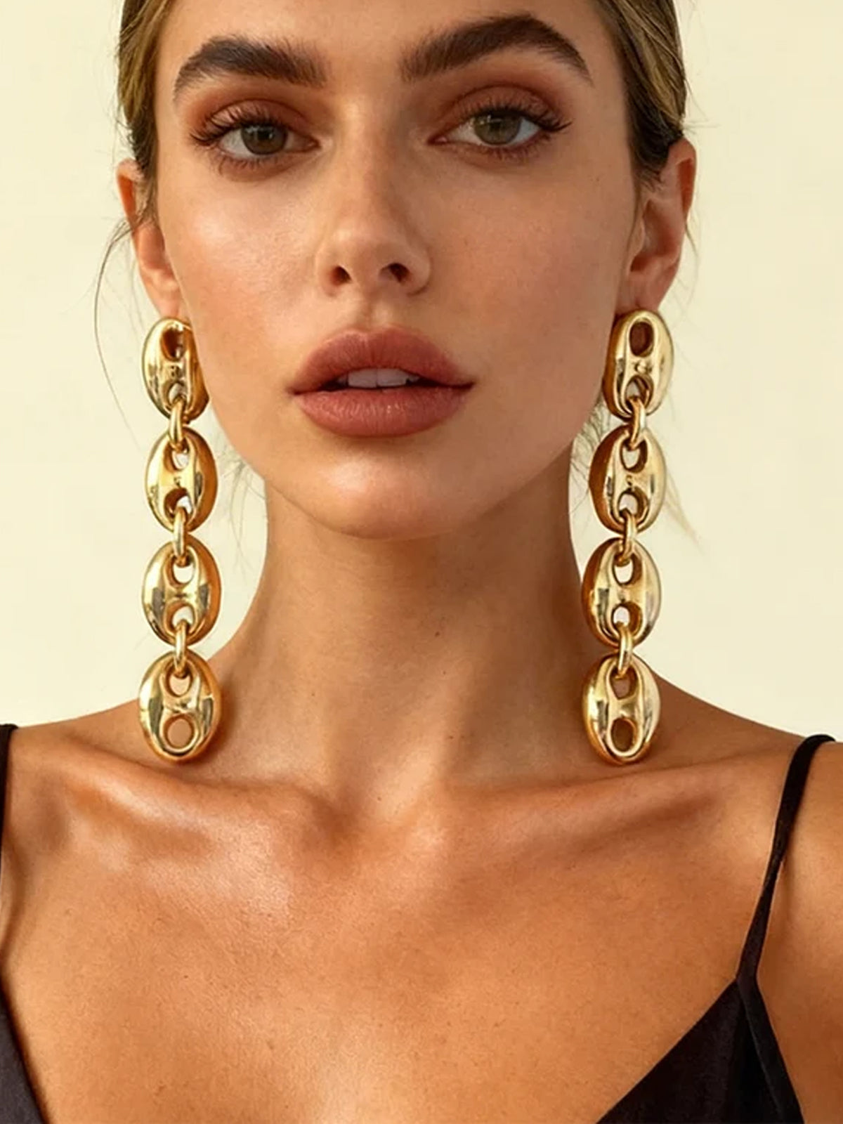 Geometric Pig Nose Patchwork Long Earrings
