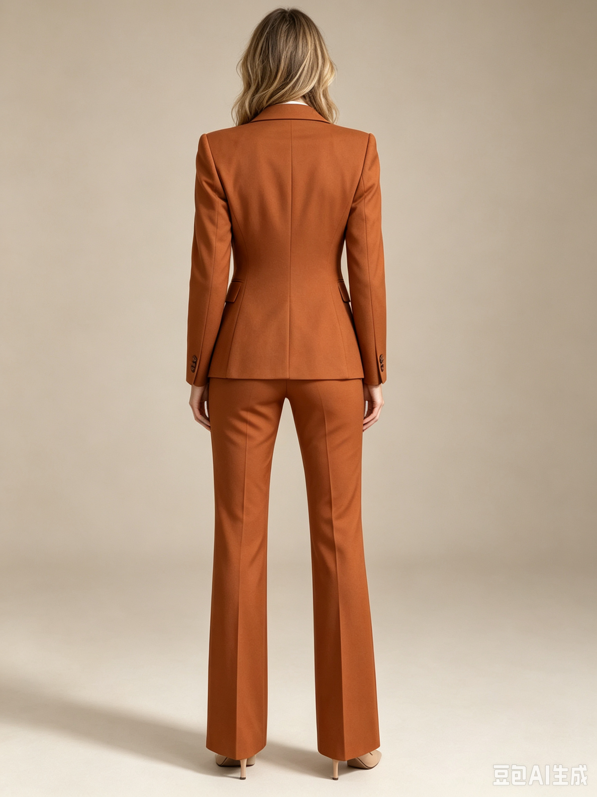 Caramel Colored Peak Lapel Single Breasted Blazer And Pants 2-Piece Suit