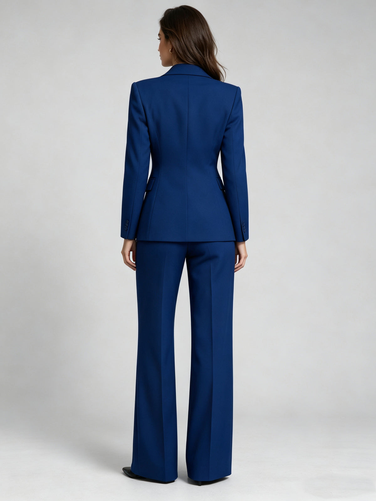 Dark Blue Peak Lapel Single Breasted Blazer And Pants 2-Piece Suit