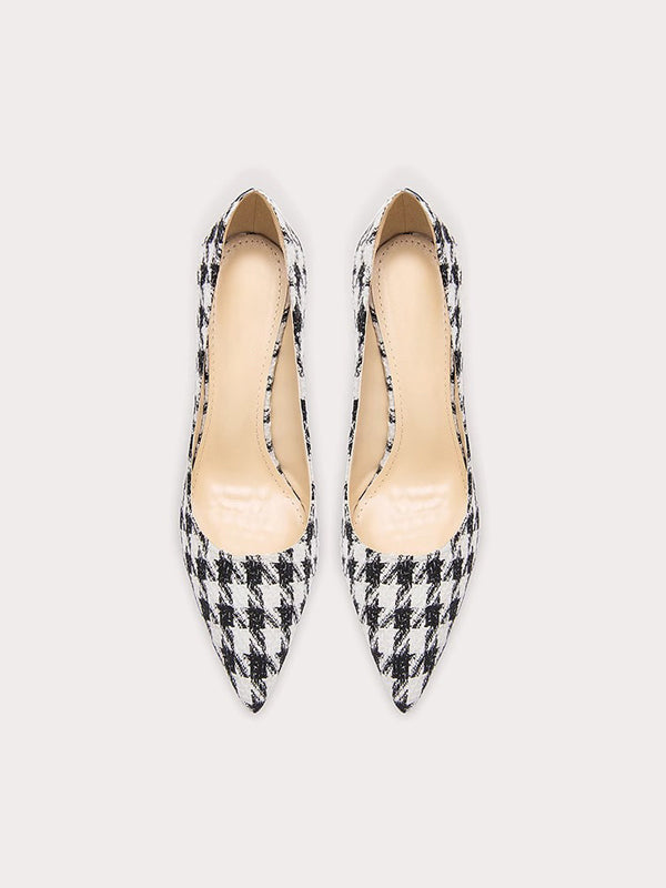 Houndstooth Low Cut High Heels